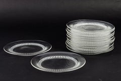 1931 Original René Lalique Set of 12 Bambou Glass Lunch Plates