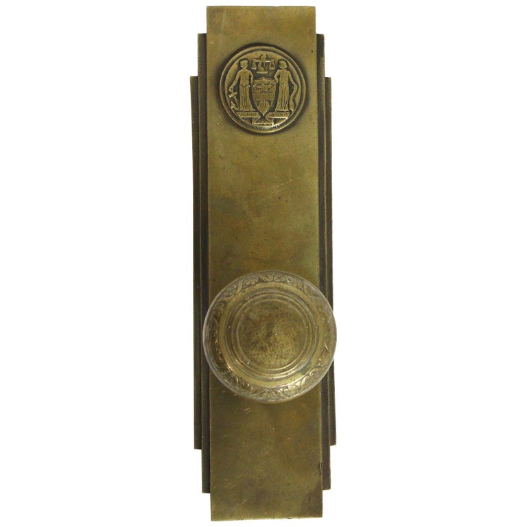 1931 Philadelphia Civic Center Art Deco Door Knob And Plate Set