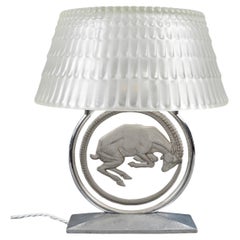 1931 René Lalique - Art Deco Lamp Belier Ram Glass with Grey Patina