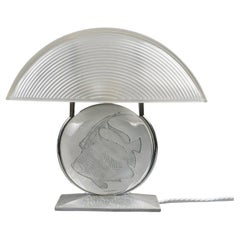 1931 René Lalique - Art Deco Lamp Poissons Fish Glass with Blue Patina