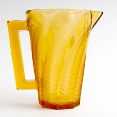 1931 René Lalique - Art Deco Pitcher Hesperides Yellow Amber Glass