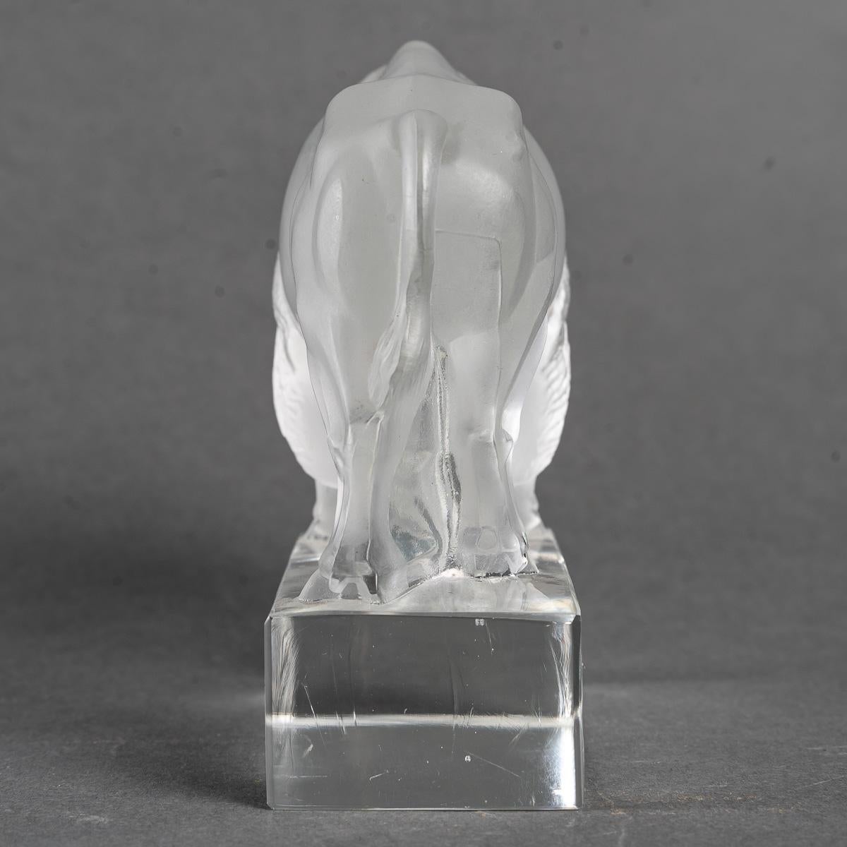 Molded 1931 René Lalique, Bison Paperweight Frosted Glass