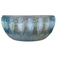 1931 René Lalique - Bowl Perruches Opalescent Glass with Green Patina