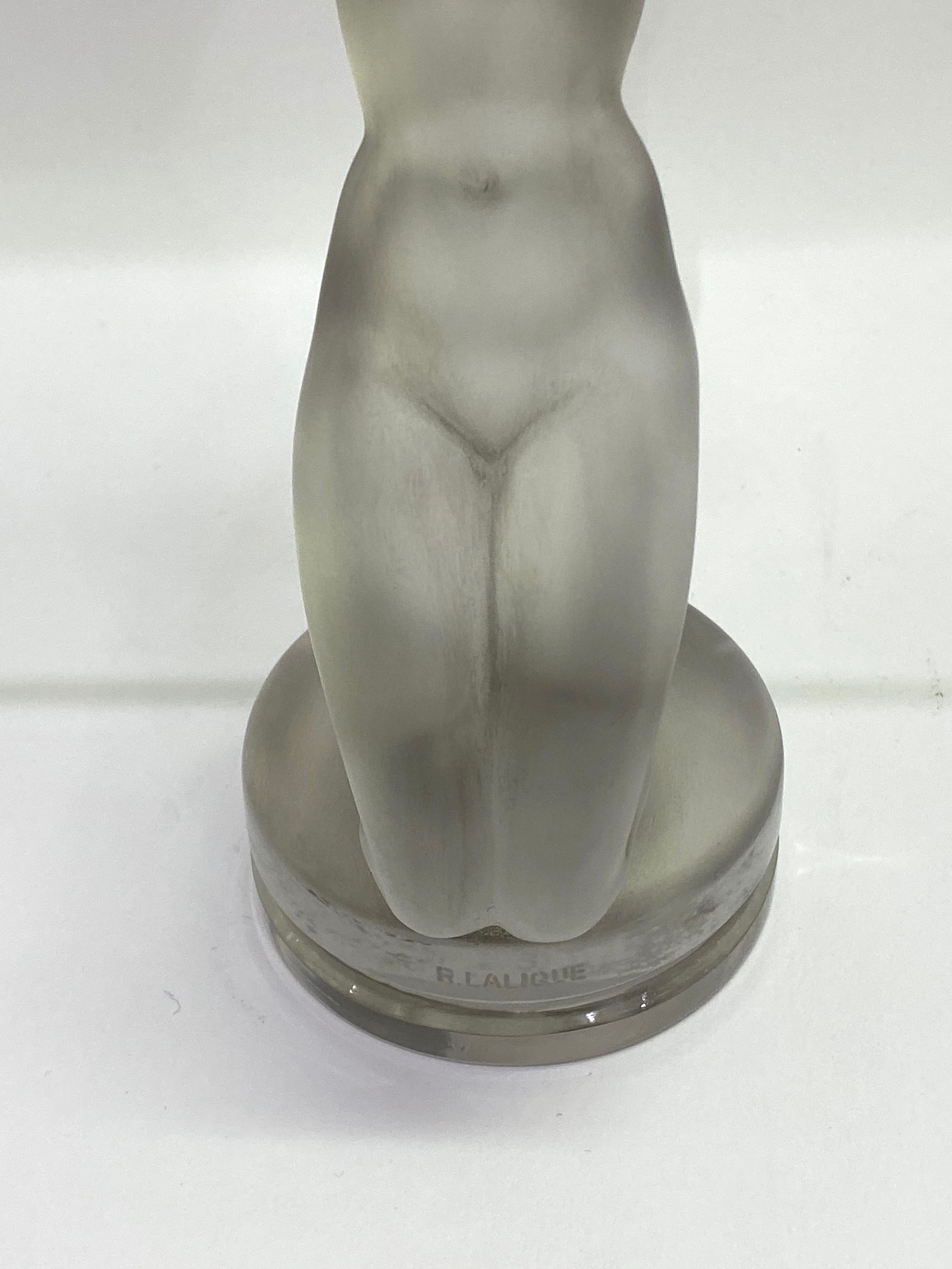 Blown Glass 1931 René Lalique Chrysis Car Mascot Hood Ornament in Frosted Glass Women
