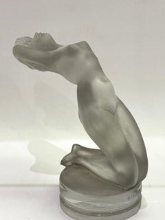 1931 René Lalique Chrysis Car Mascot Hood Ornament in Frosted Glass Women