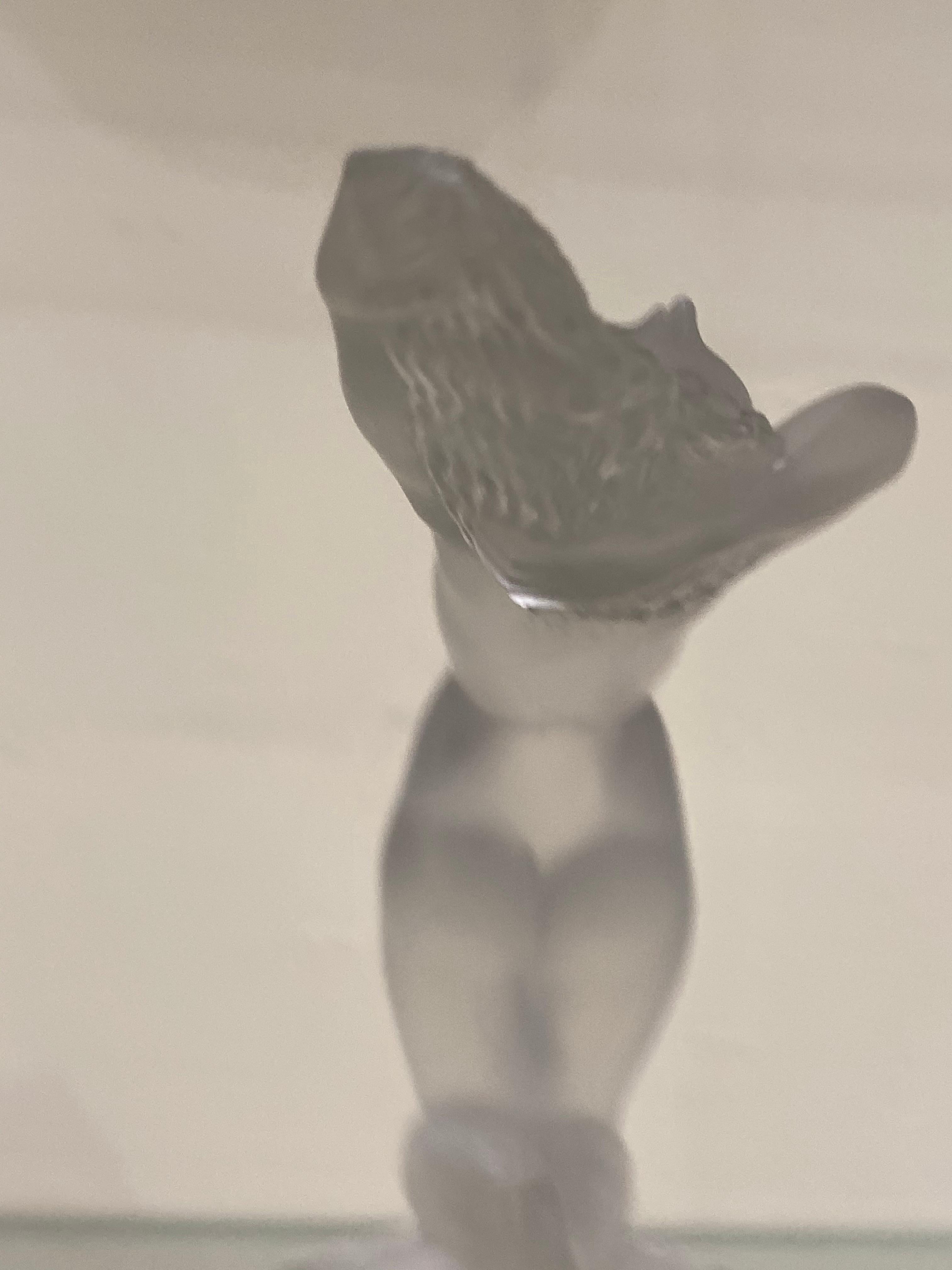 Molded 1931 René Lalique Chrysis Car Mascot Hood Ornament in Frosted Glass Women