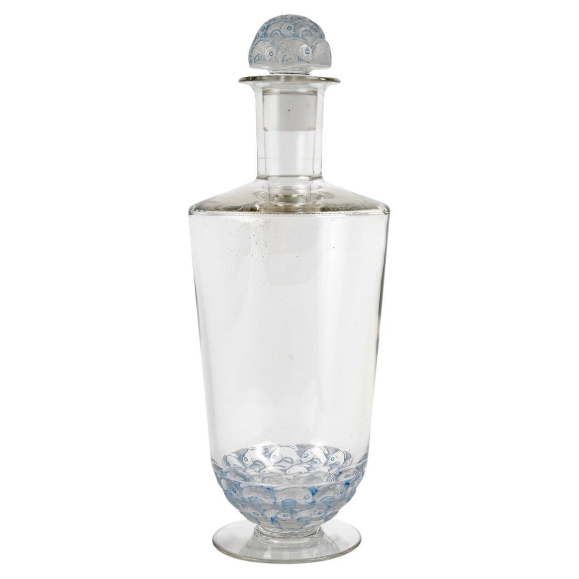 1931 René Lalique - Decanter Pouilly Fishes Glass With Blue Patina