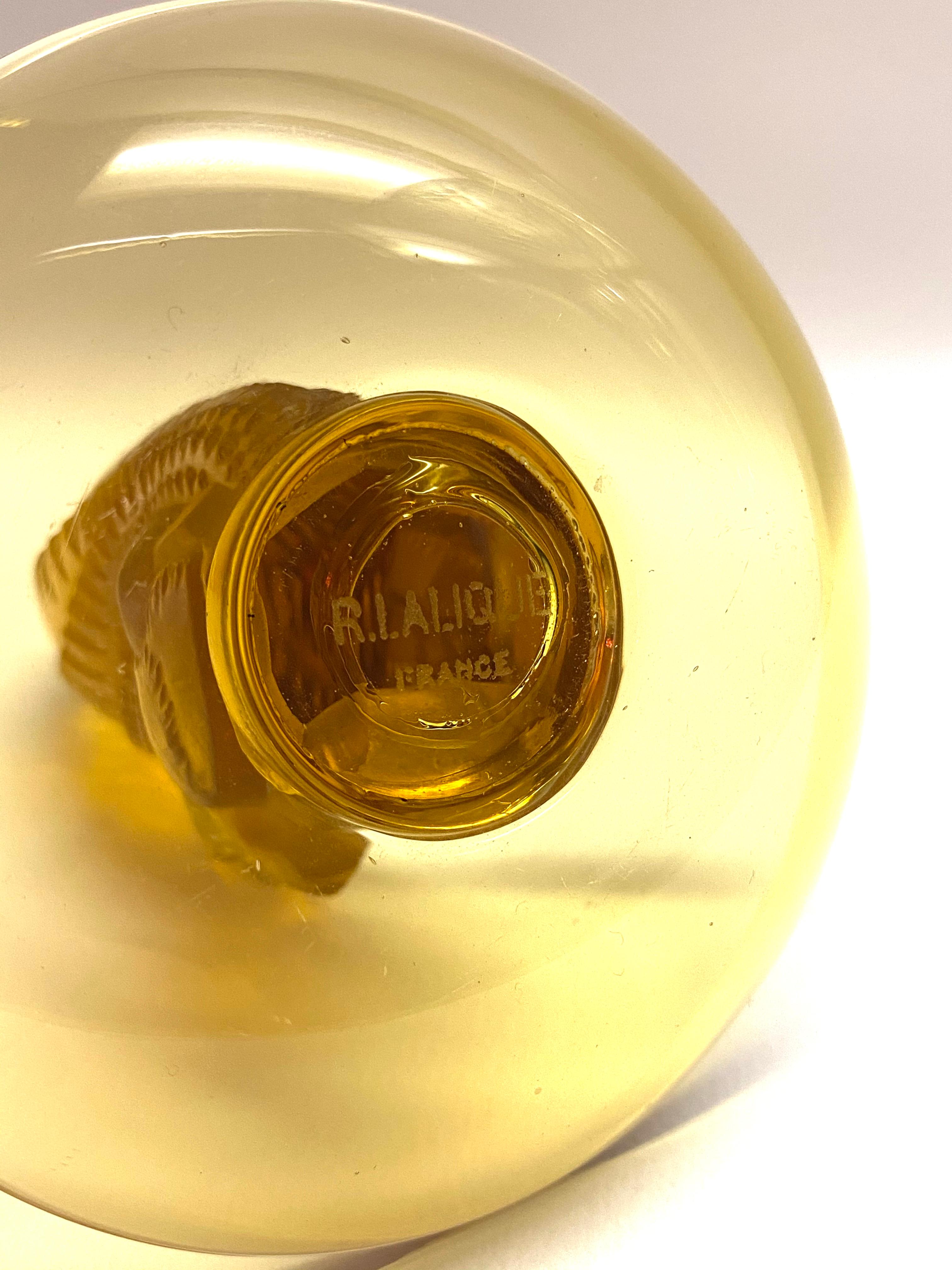 Mid-20th Century 1931 Rene Lalique Ecureuil Astray Pintray Yellow Amber Glass, Squirrel