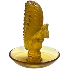 1931 Rene Lalique Ecureuil Astray Pintray Yellow Amber Glass, Squirrel