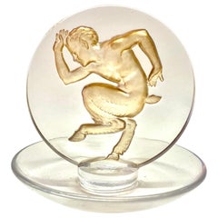 1931 Rene Lalique Faune Astray Pintray Sepia Stained Glass