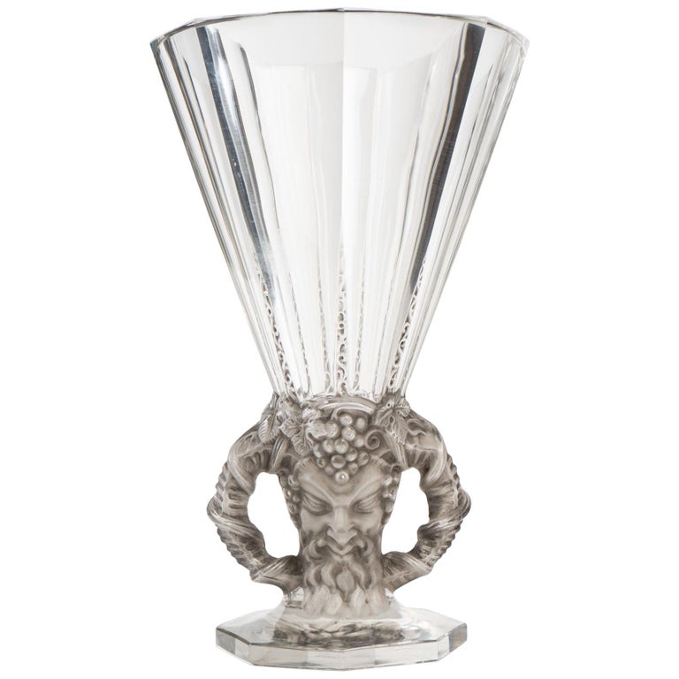 1931 René Lalique Faune Vase in Clear Crystal with Grey Patina at 1stDibs
