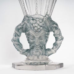 1931 René Lalique Faune Vase in Crystal with Blue Patina
