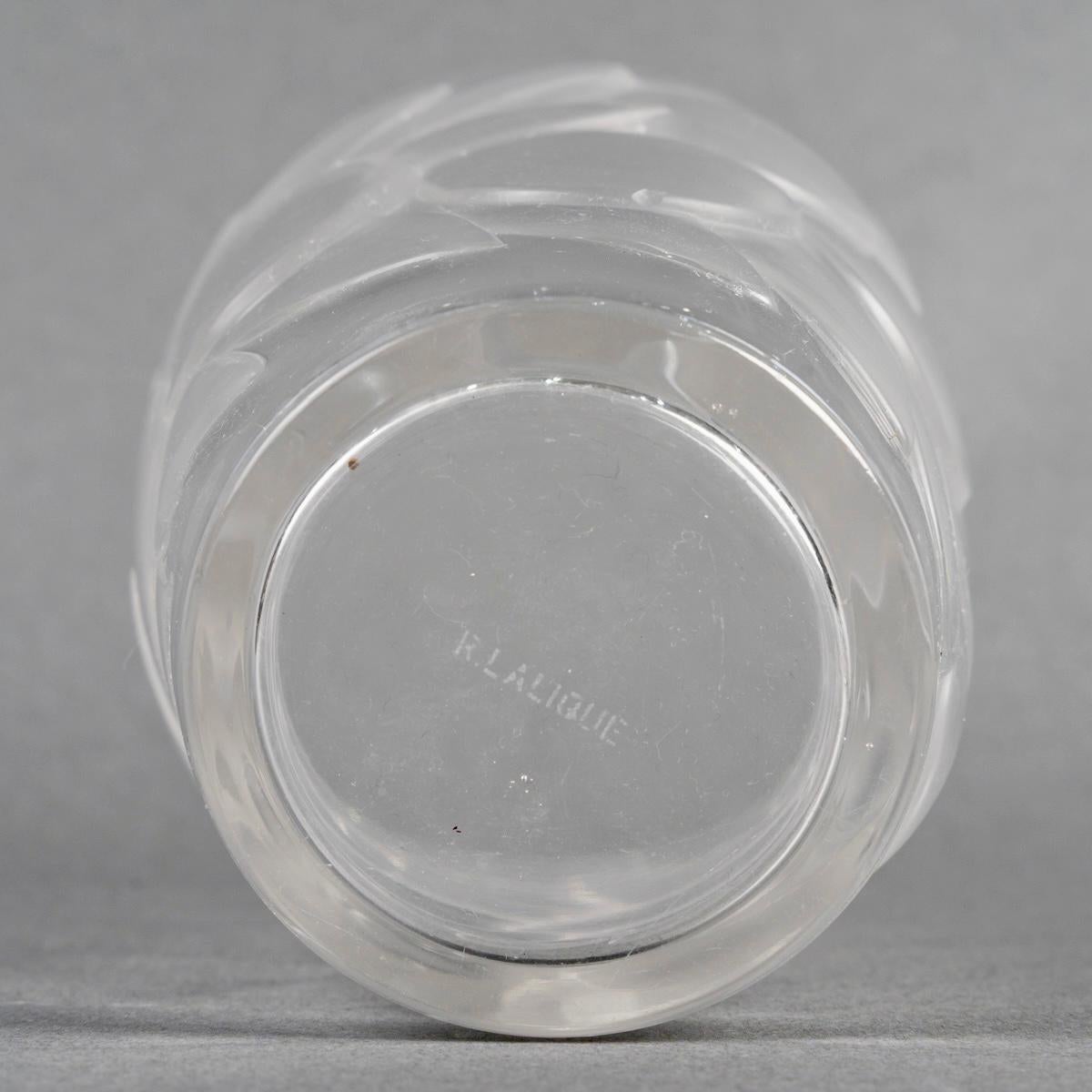 1931 René Lalique Cristalería Blidah 6 copas-vasos, bandeja y decantador en venta 2