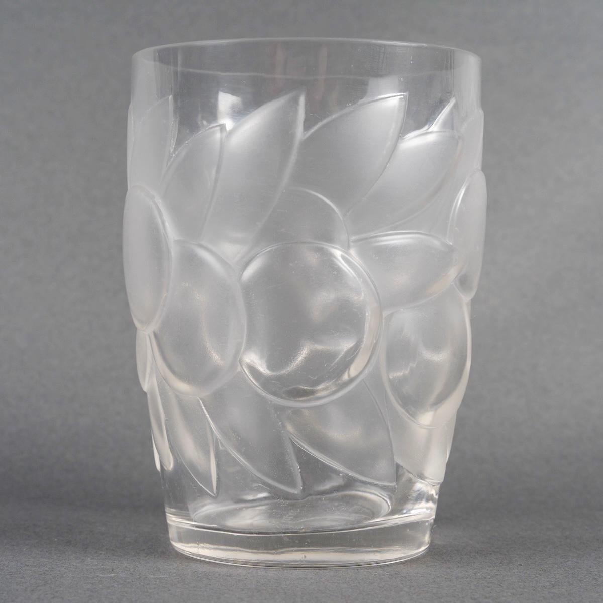 1931 René Lalique Cristalería Blidah 6 copas-vasos, bandeja y decantador Vidrio en venta