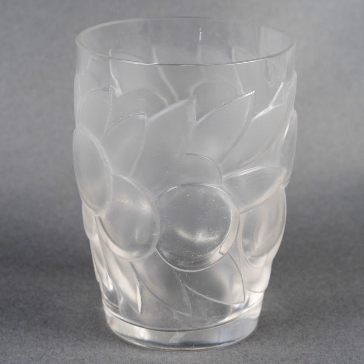 1931 René Lalique Cristalería Blidah 6 copas-vasos, bandeja y decantador en venta 1
