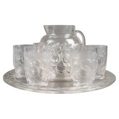 1931 Vetreria Lalique Blidah 6 Bicchieri-Tumblers, Vassoio e Decanter