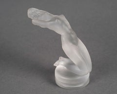 1931 Rene Lalique Original Car Mascot Hood Ornament Chrysis Frosted Glass