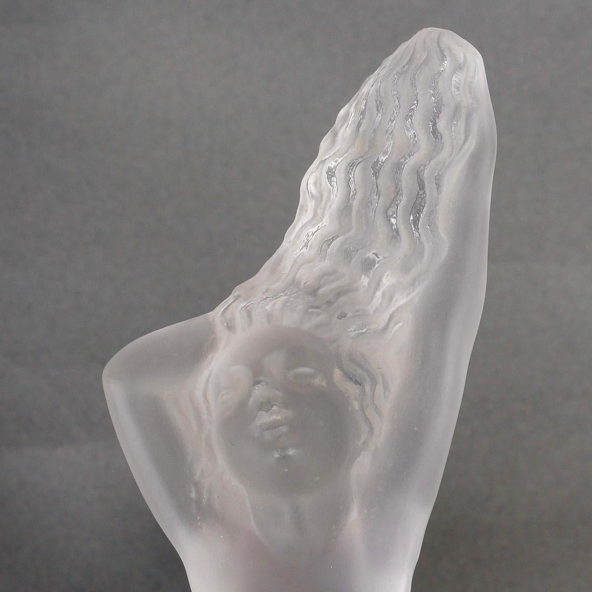 French 1931 Rene Lalique Original Car Mascot Hood Ornament Chrysis Frosted Glass