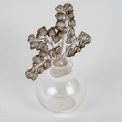 1931 René Lalique Perfume Bottle Clairefontaine Glass Grey Patina Lily of Valley