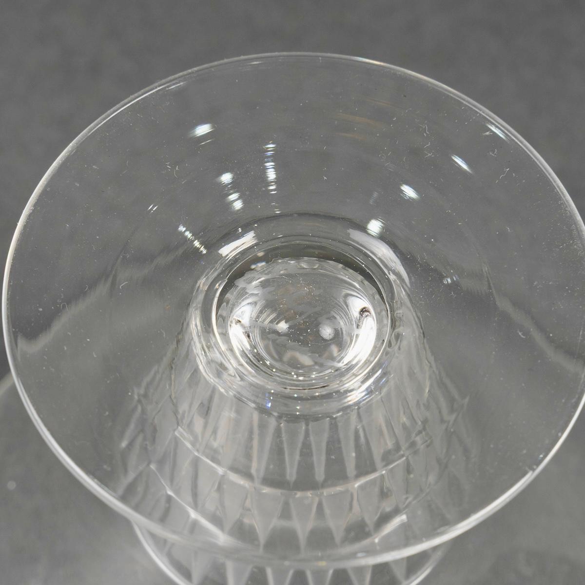 Molded 1931 Rene Lalique - Set of 6 Art Deco Champagne Glasses Bourgueil Glass