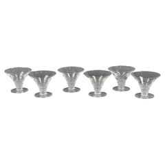 1931 Rene Lalique - Set of 6 Art Deco Champagne Glasses Bourgueil Glass