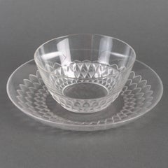 1931 René Lalique Set of Tablewares Saint Cyr Glass 6 Plates 6 Bowls