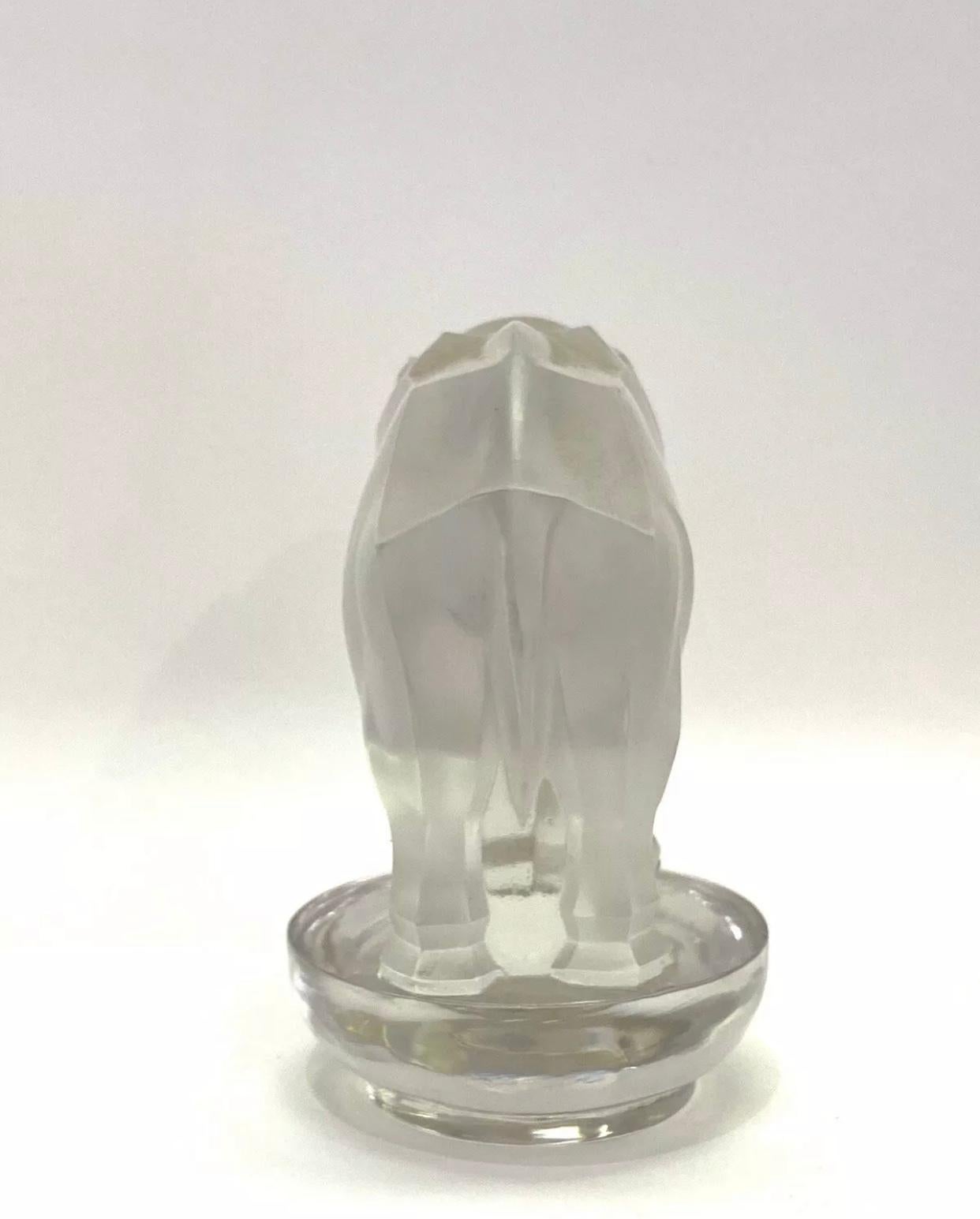 Art Deco 1931 René Lalique Toby Elephant Statue Paperweight Frosted Glass