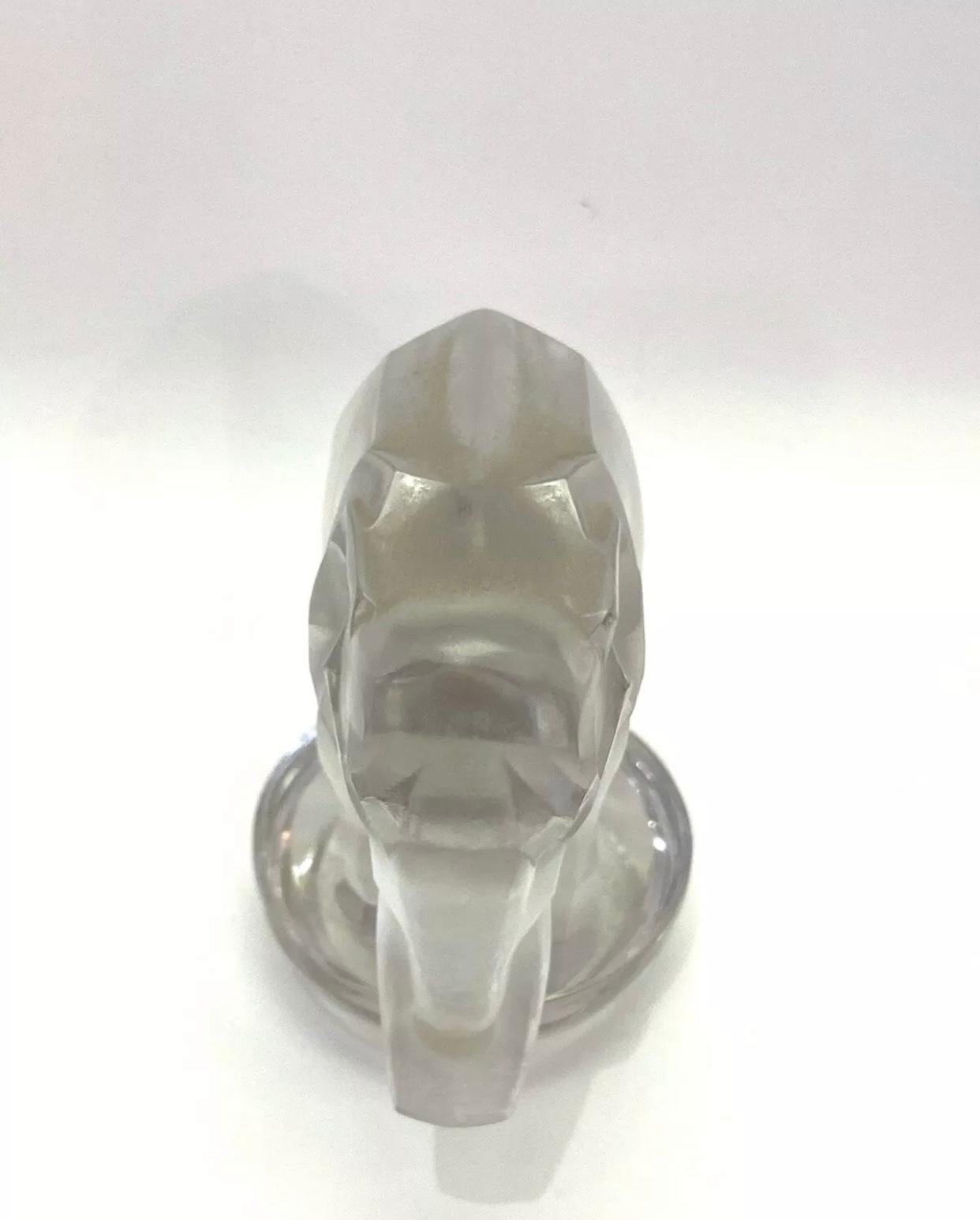 European 1931 René Lalique Toby Elephant Statue Paperweight Frosted Glass