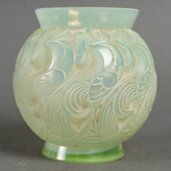1931 René Lalique - Vase Le Mans Celadon Green Glass with White Patina