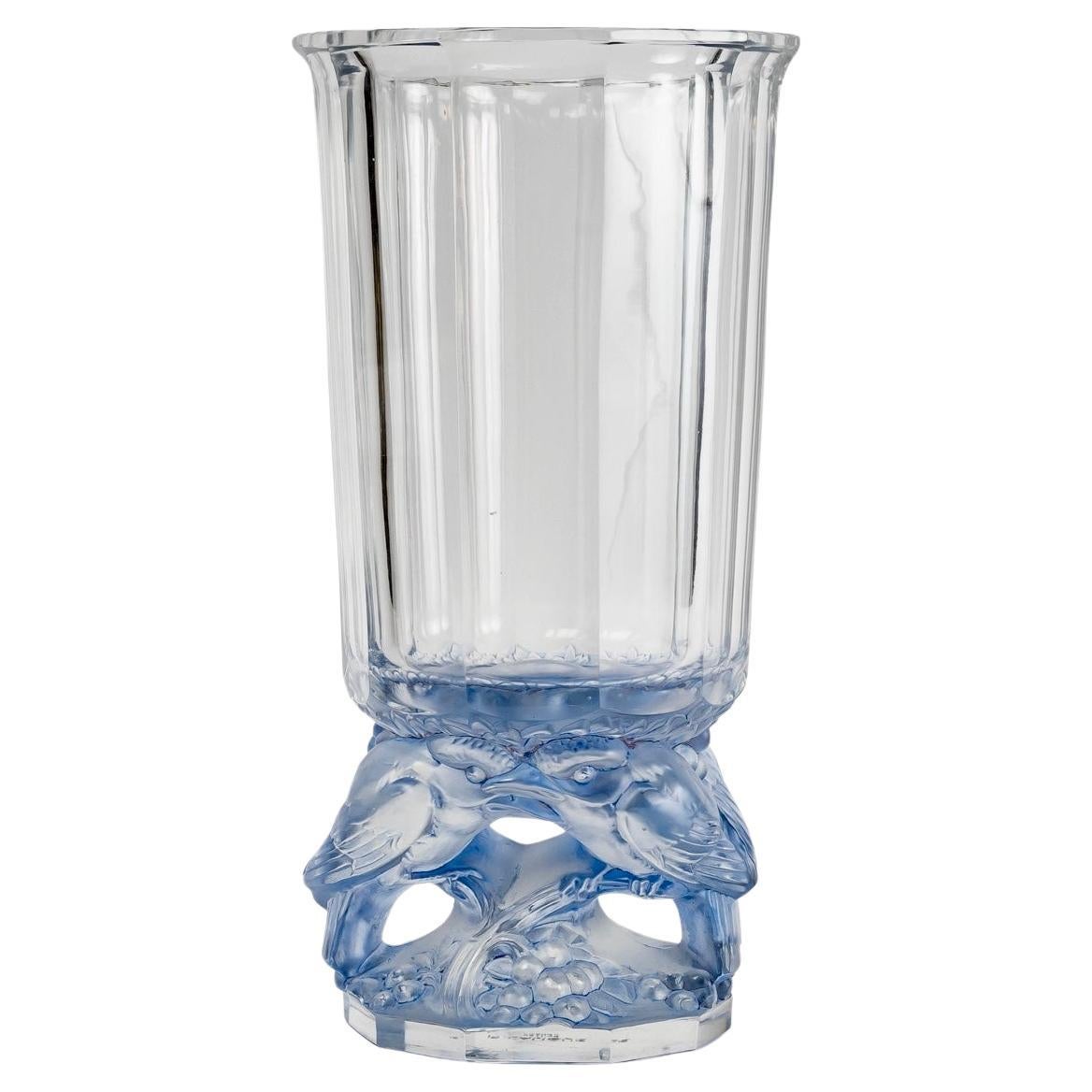 René Lalique "Biskra" Blue Vase at 1stDibs