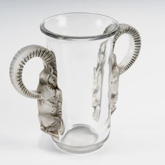 1931 René Lalique Vase Thibet Tibet Glass with Grey Patina Rams