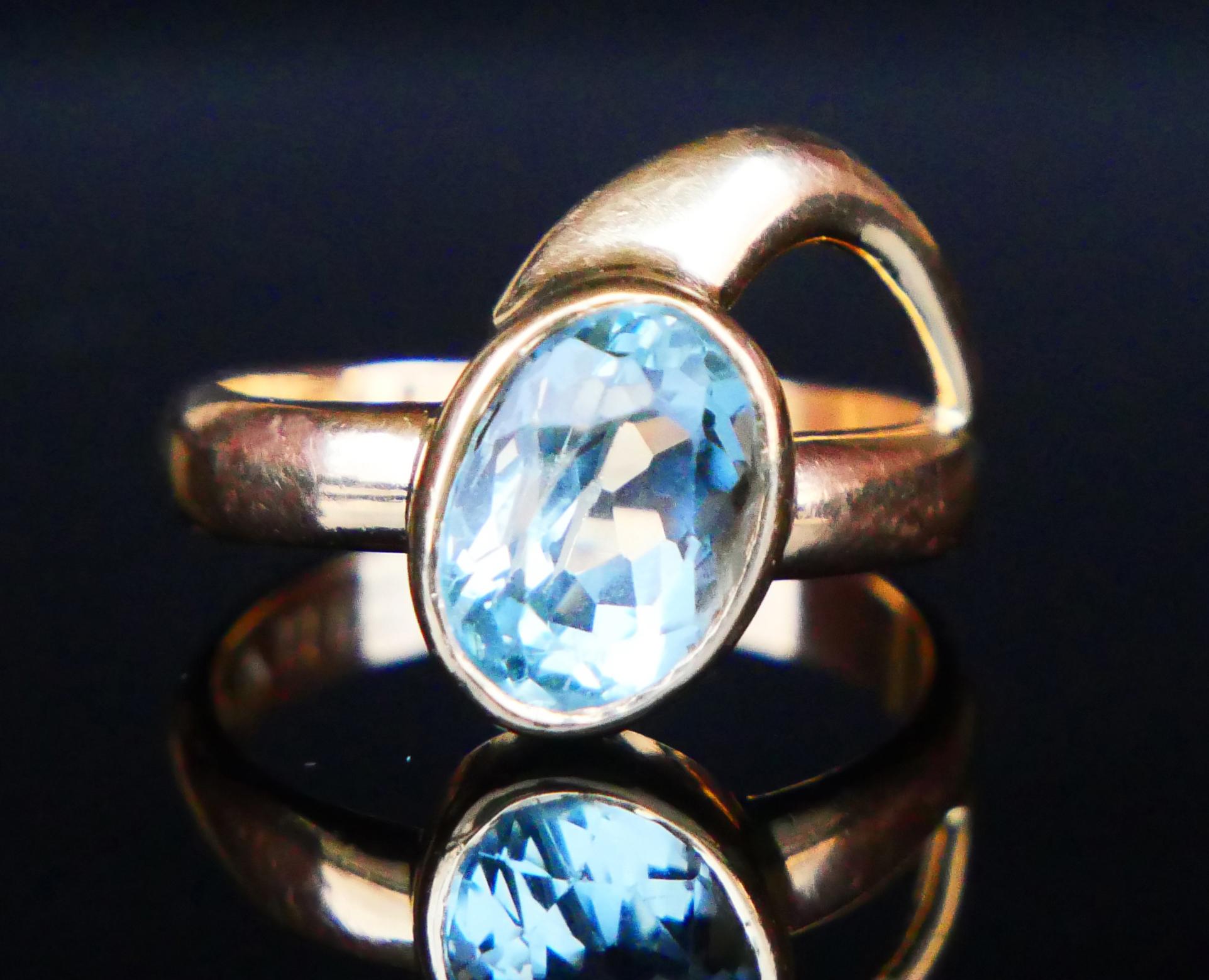 1931 Ring 2.5ct Aquamarine solid 18K Gold Ø US6 / 5gr 5