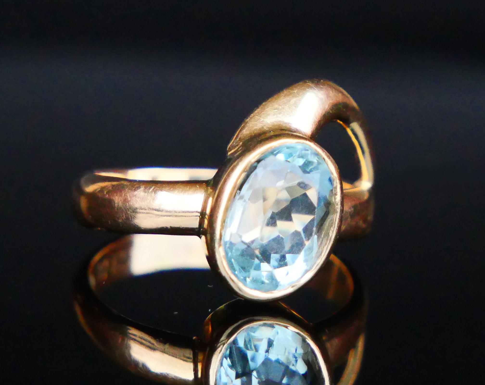 1931 Ring 2.5ct Aquamarine solid 18K Gold Ø US6 / 5gr 6