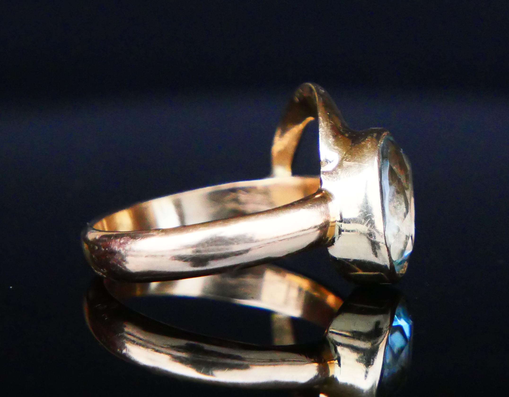 1931 Ring 2.5ct Aquamarine solid 18K Gold Ø US6 / 5gr 7