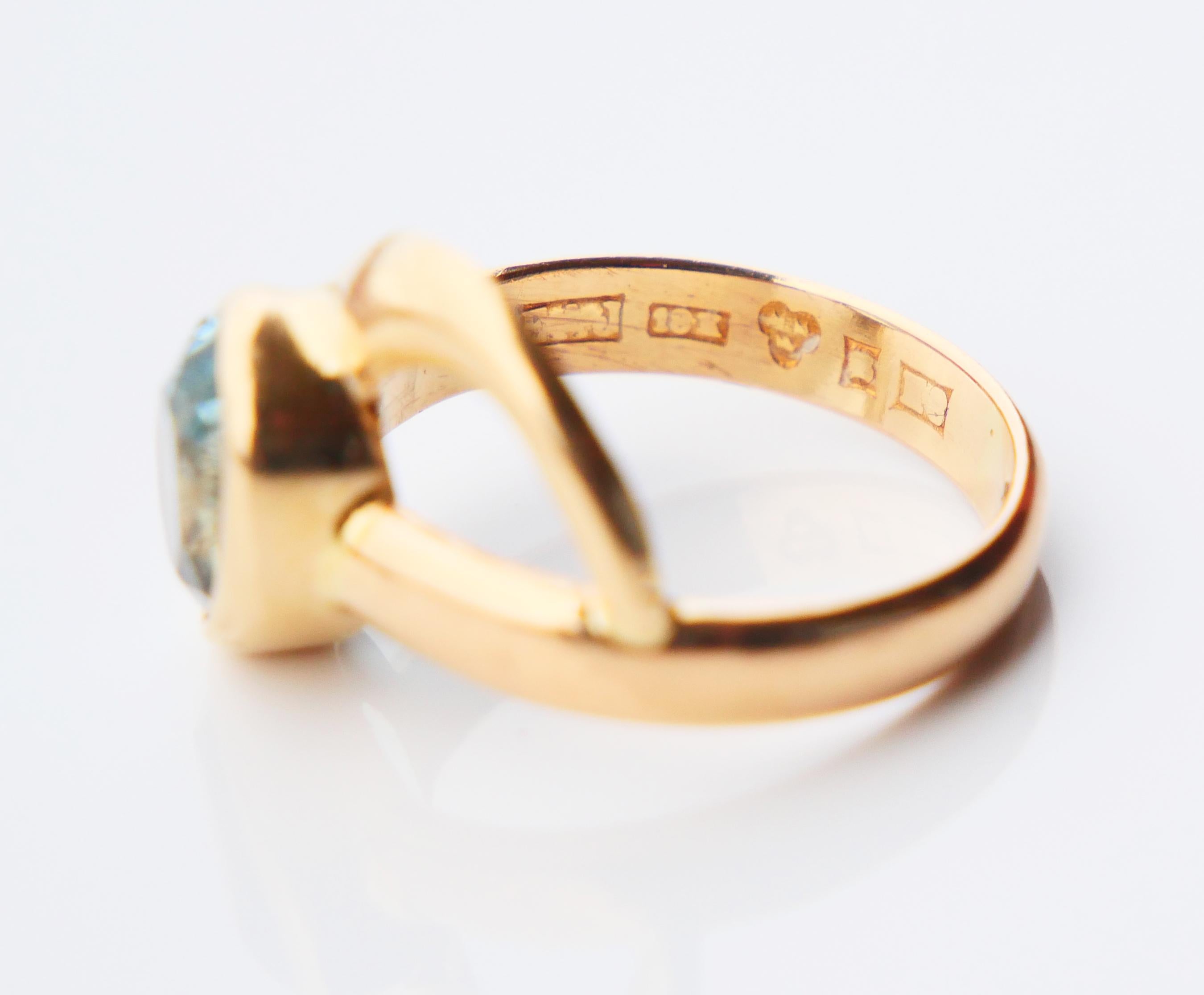 1931 Ring 2.5ct Aquamarine solid 18K Gold Ø US6 / 5gr 8