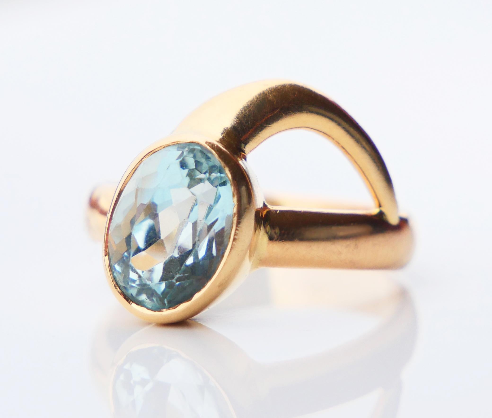 Art Deco 1931 Ring 2.5ct Aquamarine solid 18K Gold Ø US6 / 5gr