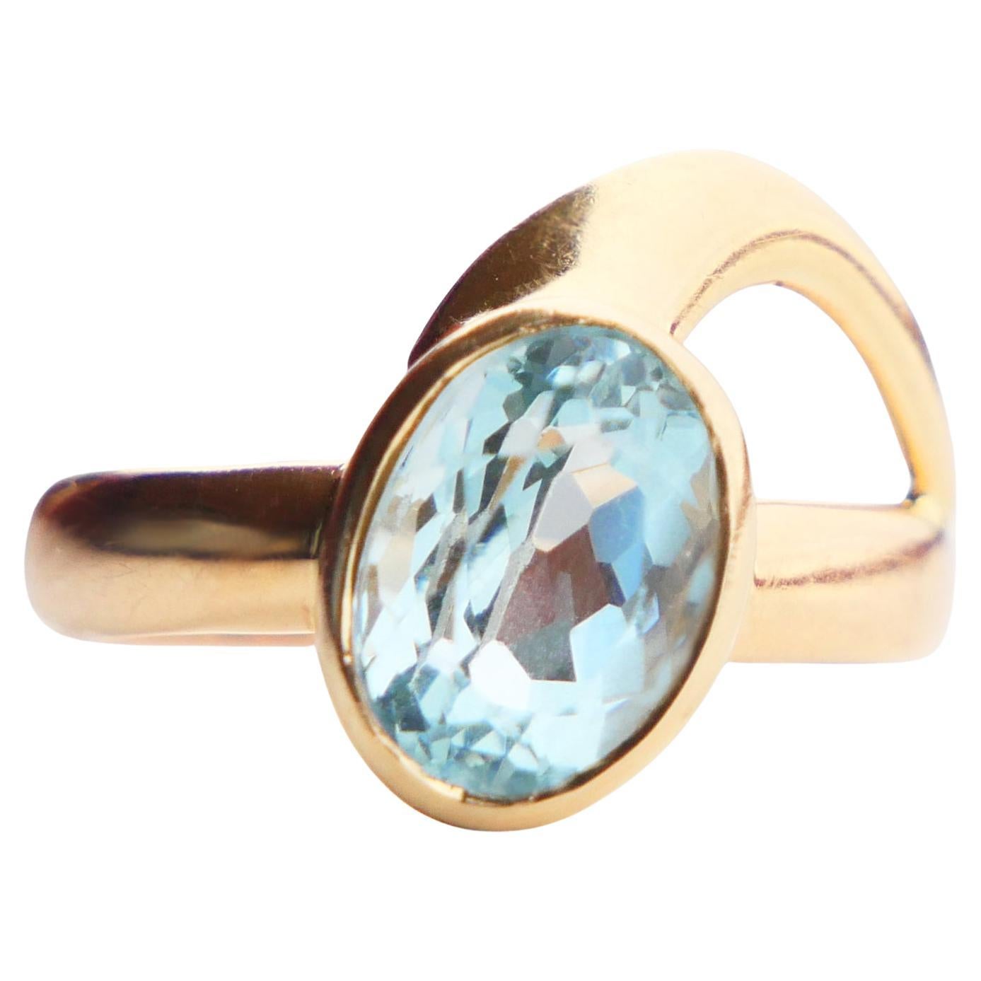 1931 Ring 2.5ct Aquamarine solid 18K Gold Ø US6 / 5gr