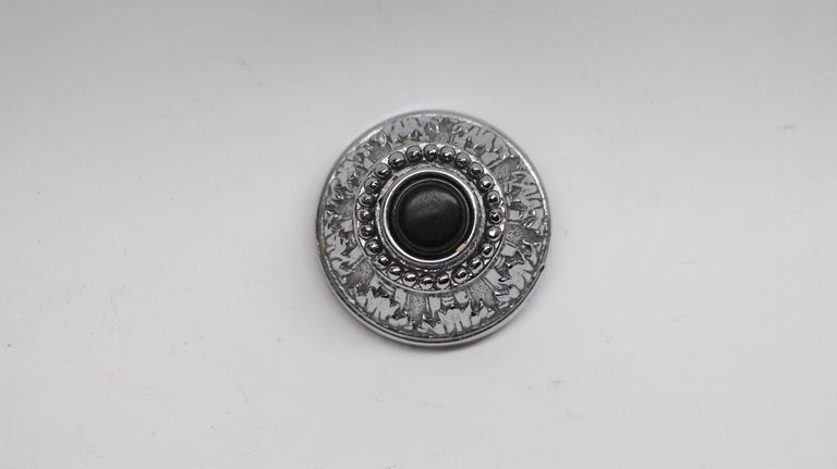 American Nickel Plated NYC Waldorf Astoria Hotel Ornate Doorbell with Black Button For Sale