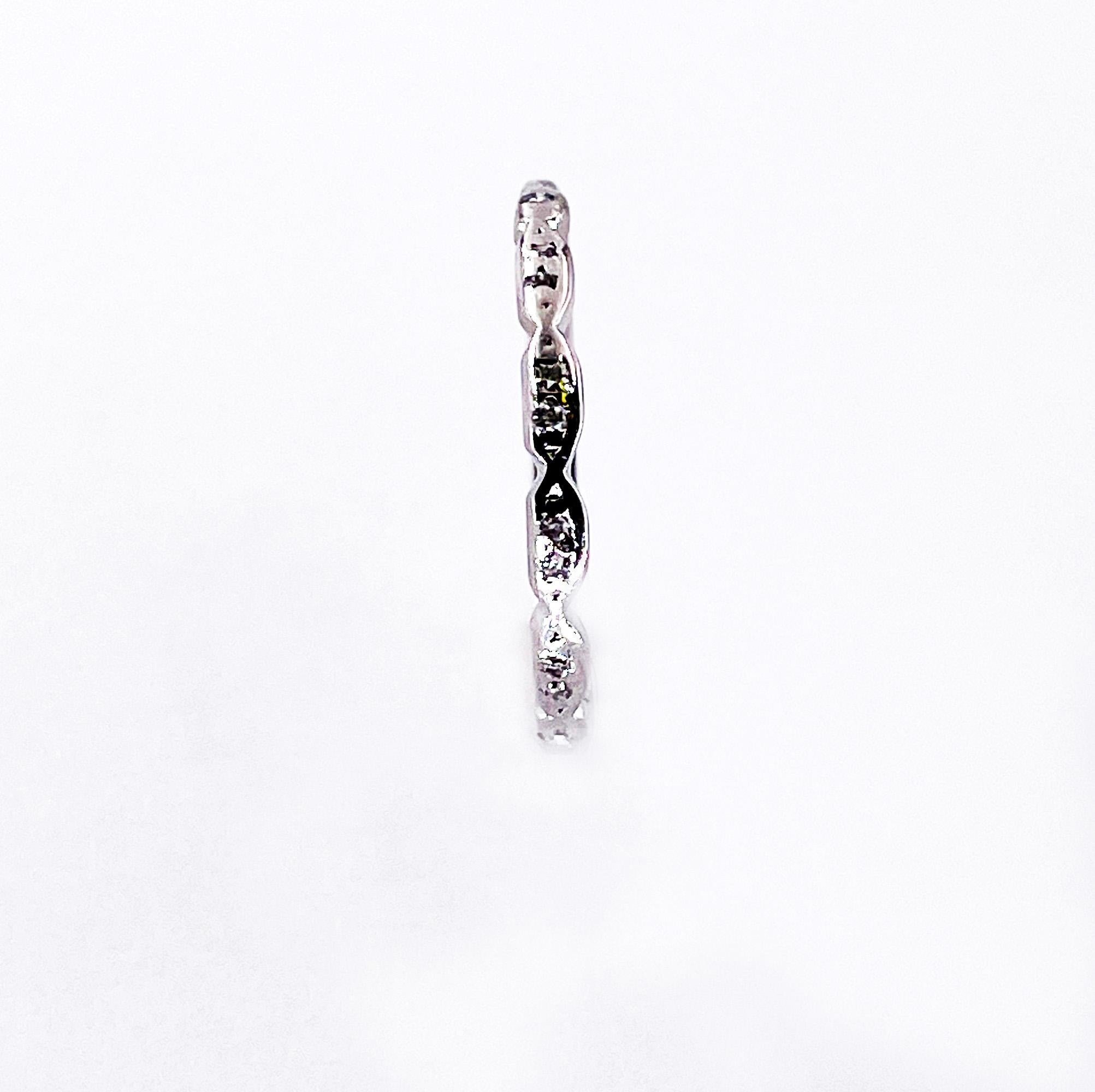 1932 Art Deco Slim Diamond Wedding Anniversary Platinum Band Ring 2
