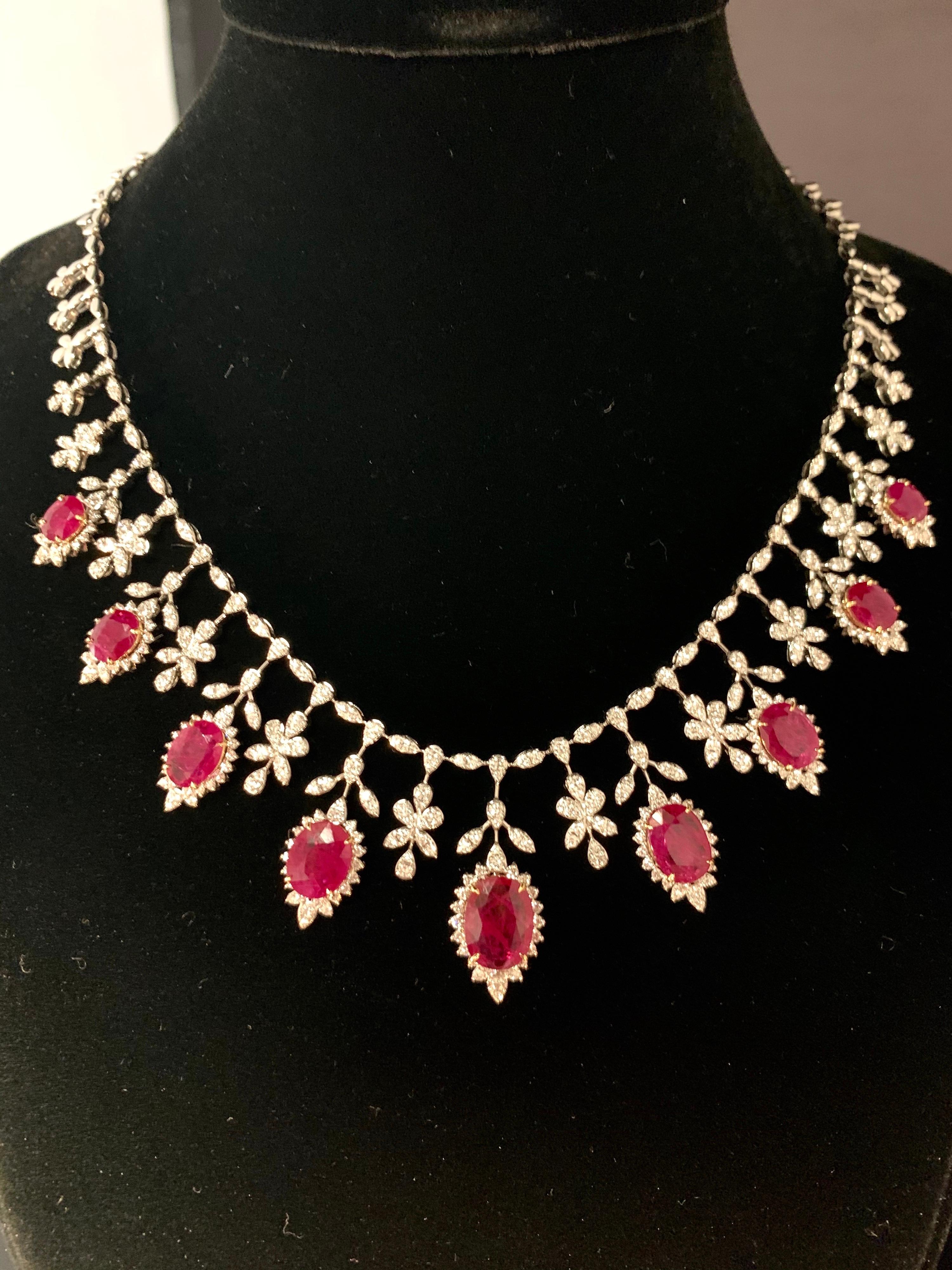 19.32 Carat Ruby Diamond Necklace Set 1