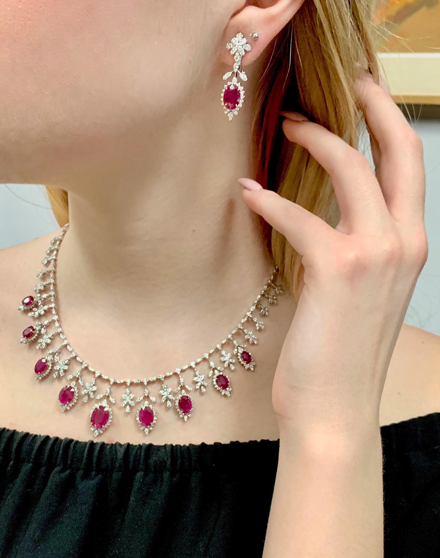 19.32 Carat Ruby Diamond Necklace Set 2