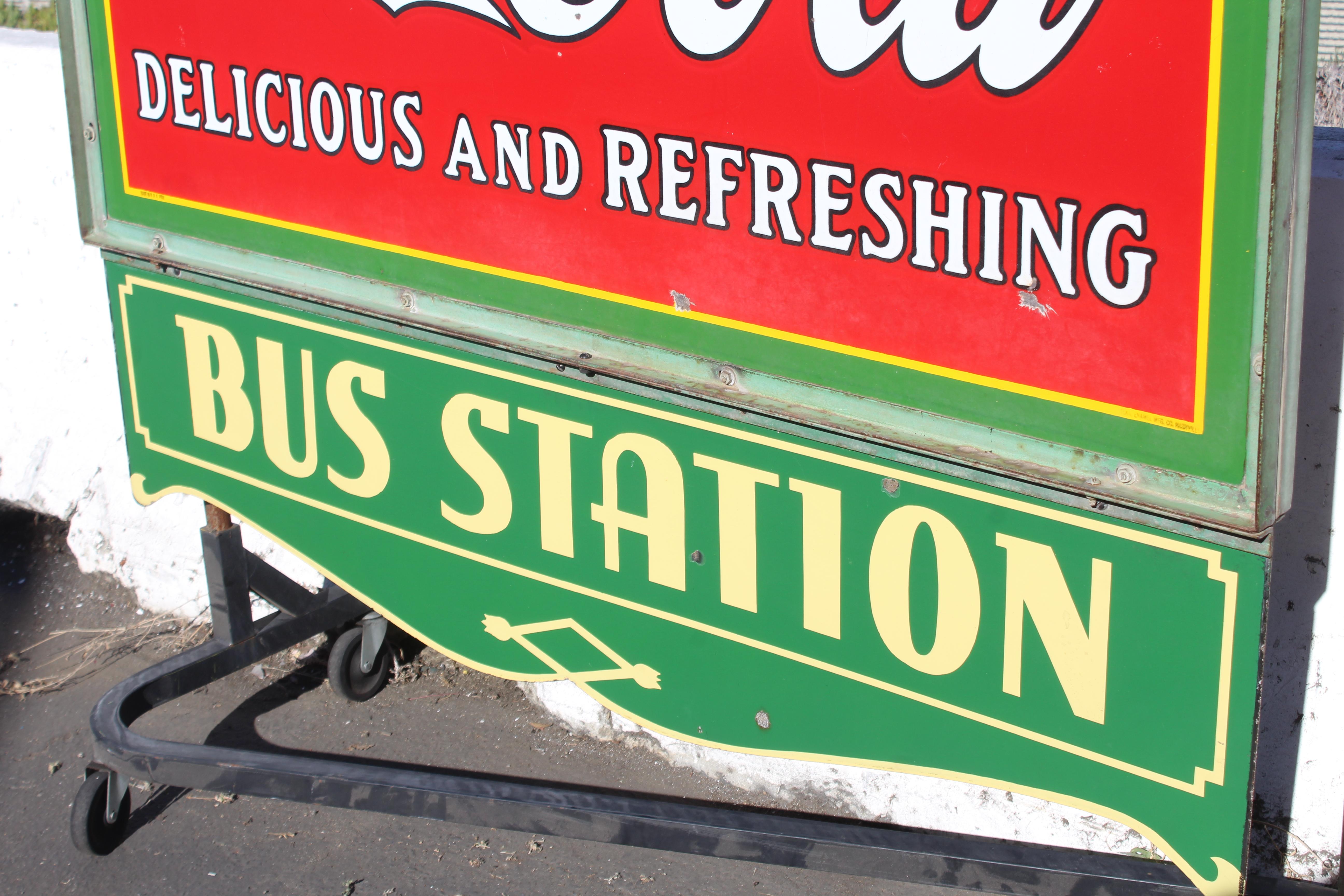 1932 Coca-Cola Porcelain Bus Station Sign For Sale 5