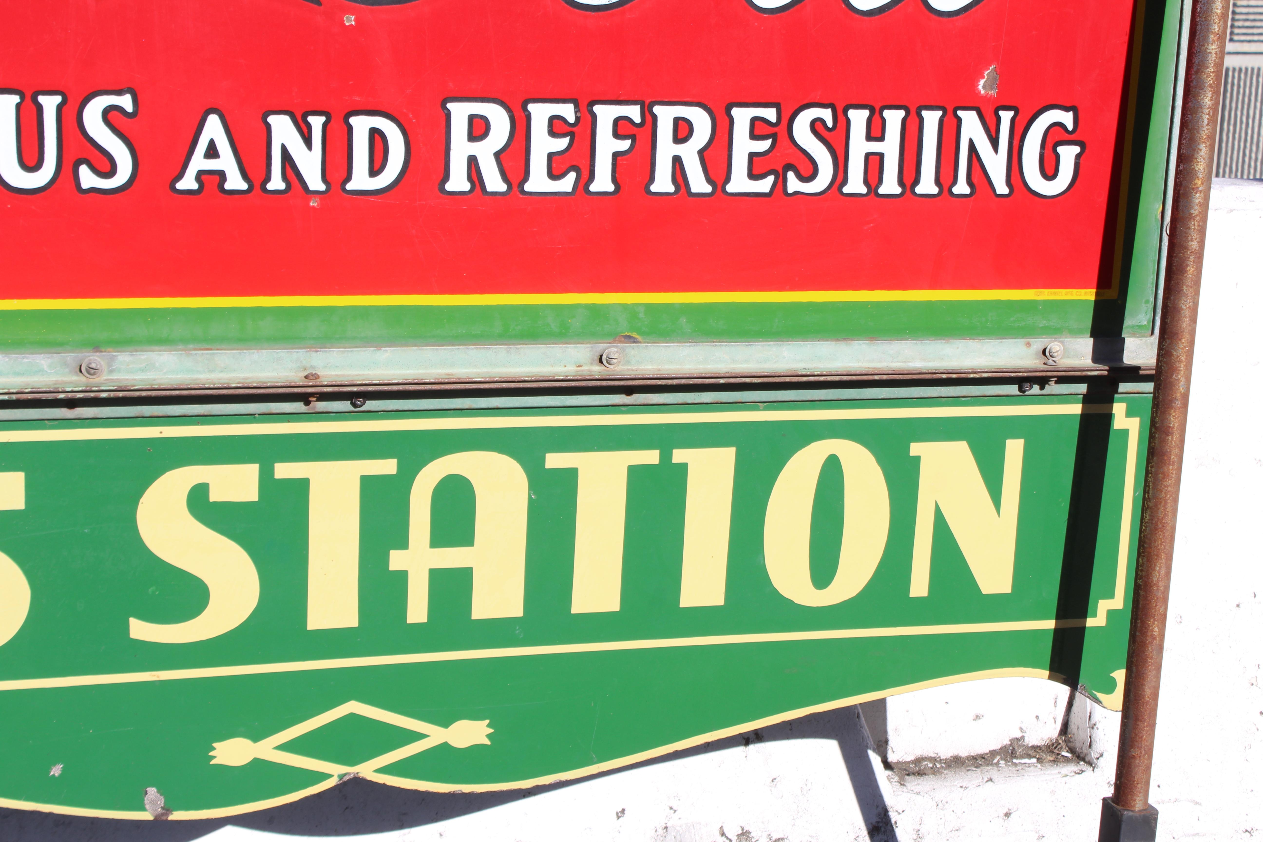 1932 Coca-Cola Porcelain Bus Station Sign For Sale 11