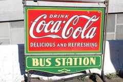 1932 Coca-Cola Porcelain Bus Station Sign