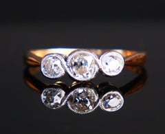 1932 Finish Drei Steine Ring 0,7 Gesamtkaratgewicht. Diamanten massiv 18KGold Ø US6.25 /2gr