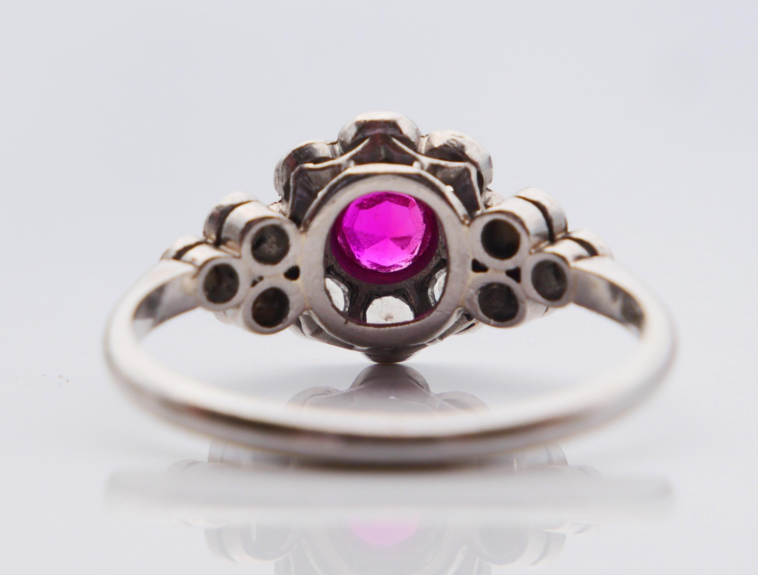 Anello Halo 1932 con rubino naturale 0,5ct e diamanti 1ctw in platino massiccio ØUS6,75 /3,8gr in vendita 5