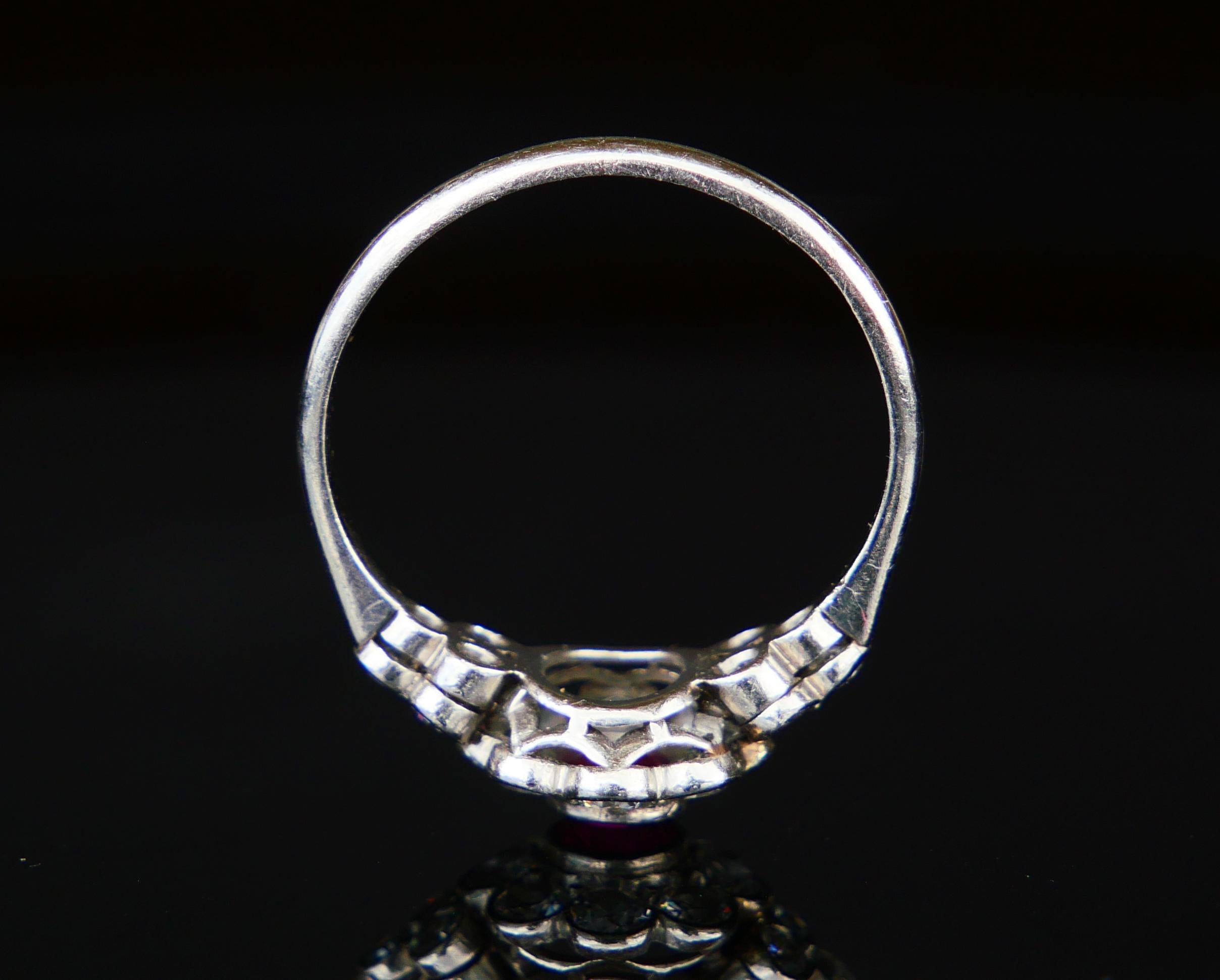 Donna Anello Halo 1932 con rubino naturale 0,5ct e diamanti 1ctw in platino massiccio ØUS6,75 /3,8gr in vendita