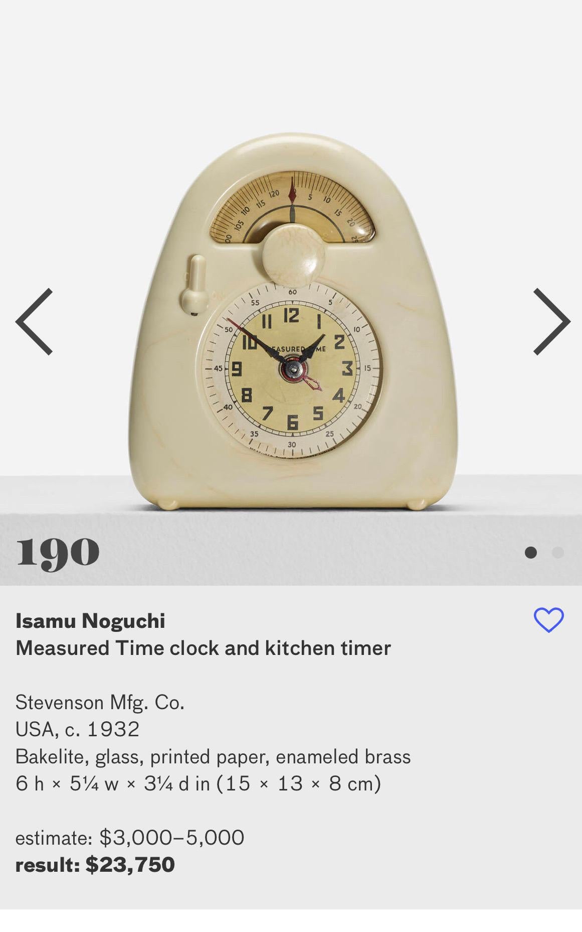1932 Isamu Noguchi “Measured Time” Hawkeye Clock  For Sale 1