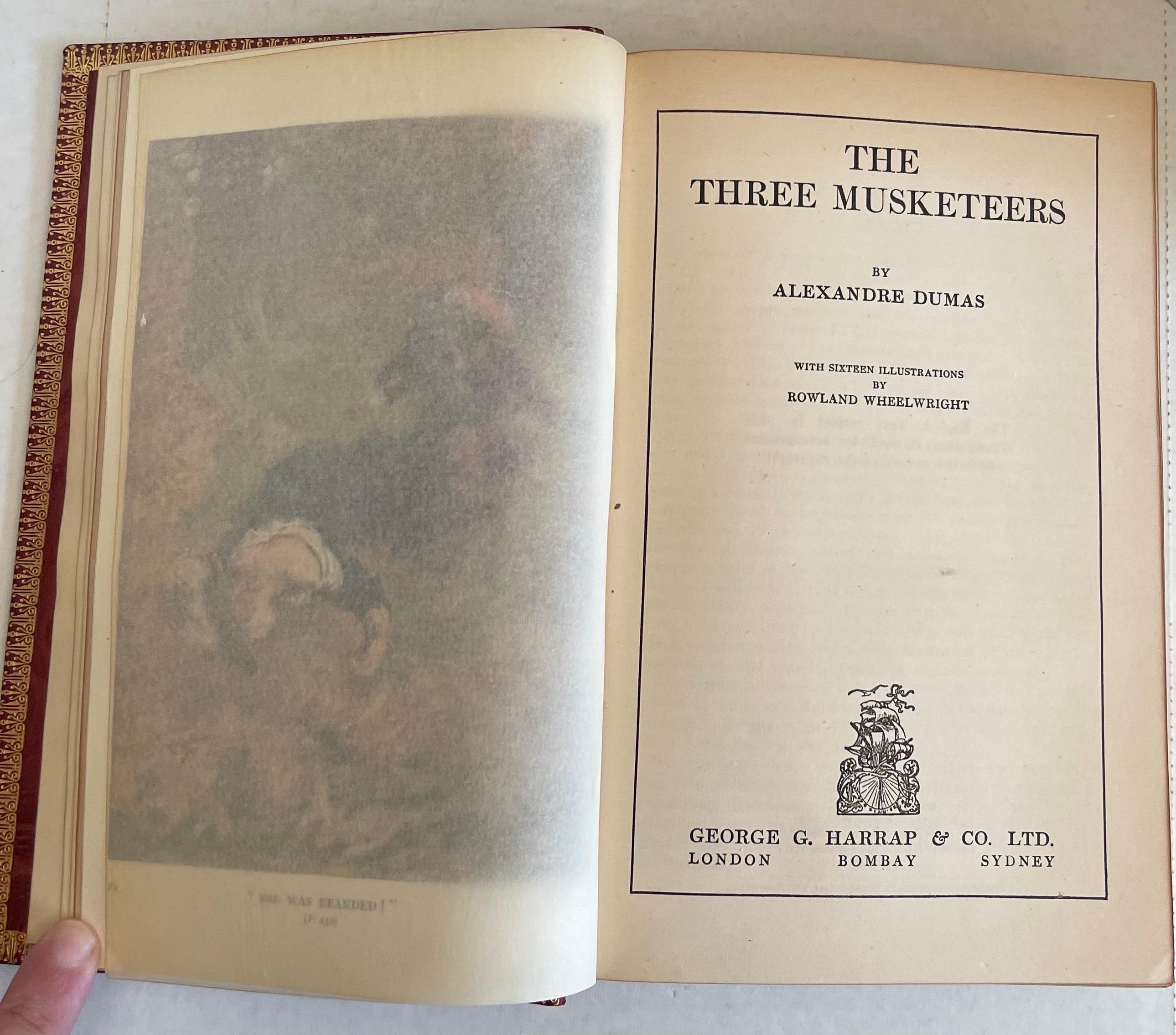 1932 Leather Bound The Three Musketeers by Alexandre Dumas In Good Condition For Sale In Stamford, CT