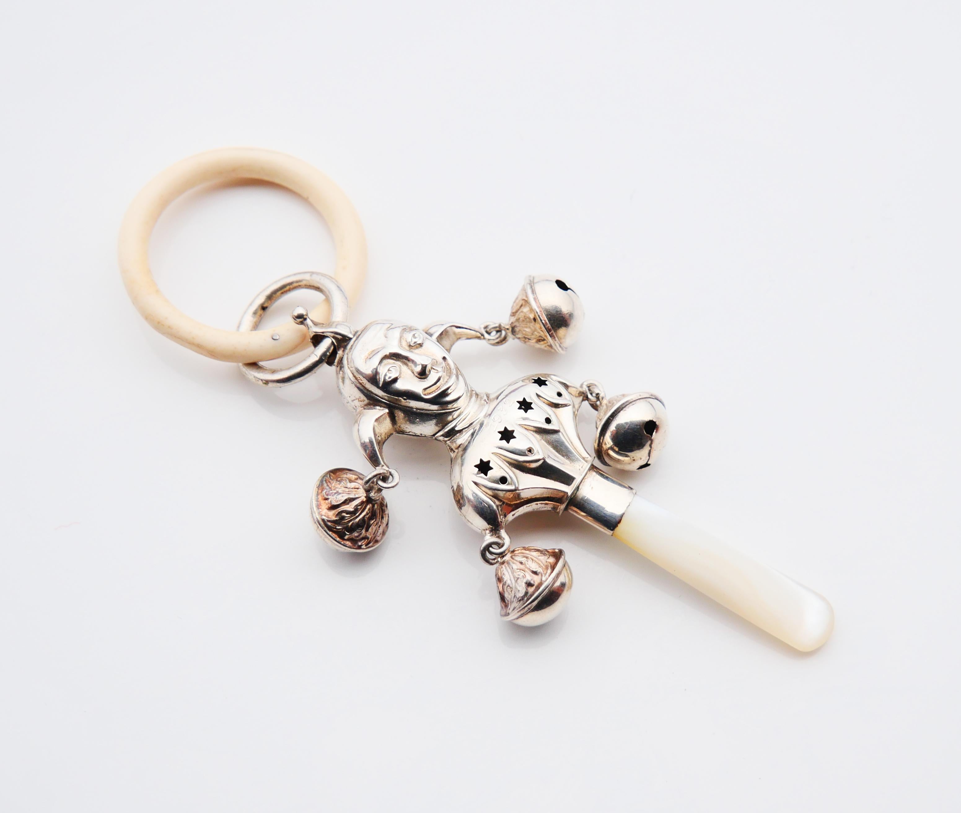 1932 Lennart's Jocker Baby Rattle Teether Toy Sterling Silver / 18gr For Sale 3